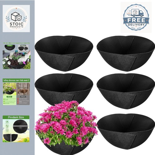Black felt planter basket - black,