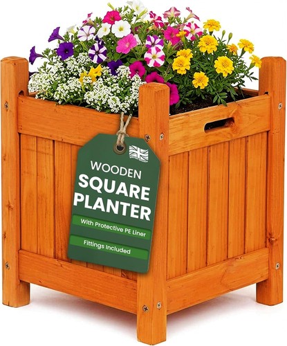 Wooden planter square with - square,